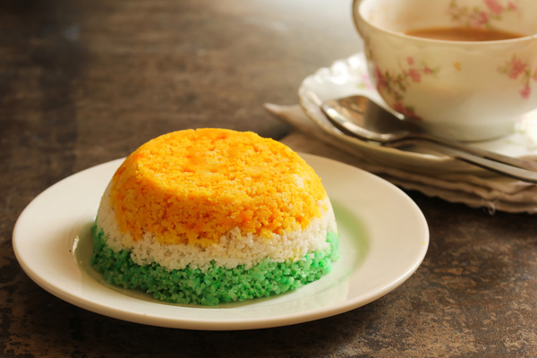 Tri Color Indian Flag Food Steamed Rice Cake or Puttu